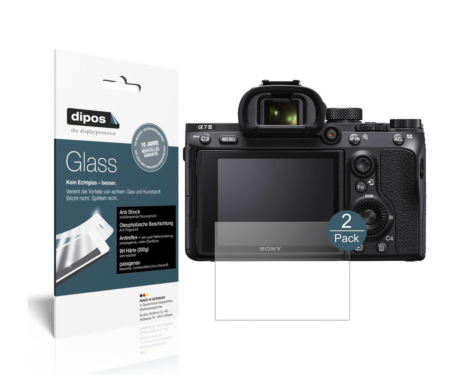 Matte Displayschutzfolie von dipos passend für Sony Alpha 7C, 9H kratzfest und blasenfrei montiert