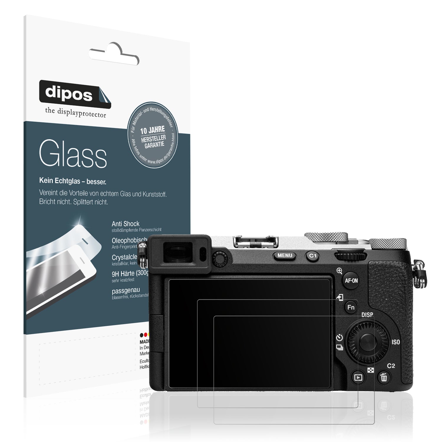 Matte Displayschutzfolie von dipos passend für Sony Alpha 7C II (ILCE-7CM2), 9H kratzfest und blasenfrei montiert