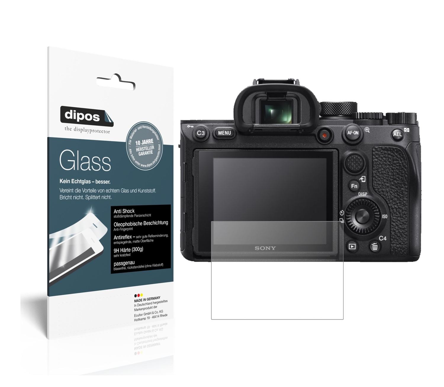 Matte Displayschutzfolie von dipos passend für Sony Alpha 7R IIIA, 9H kratzfest und blasenfrei montiert