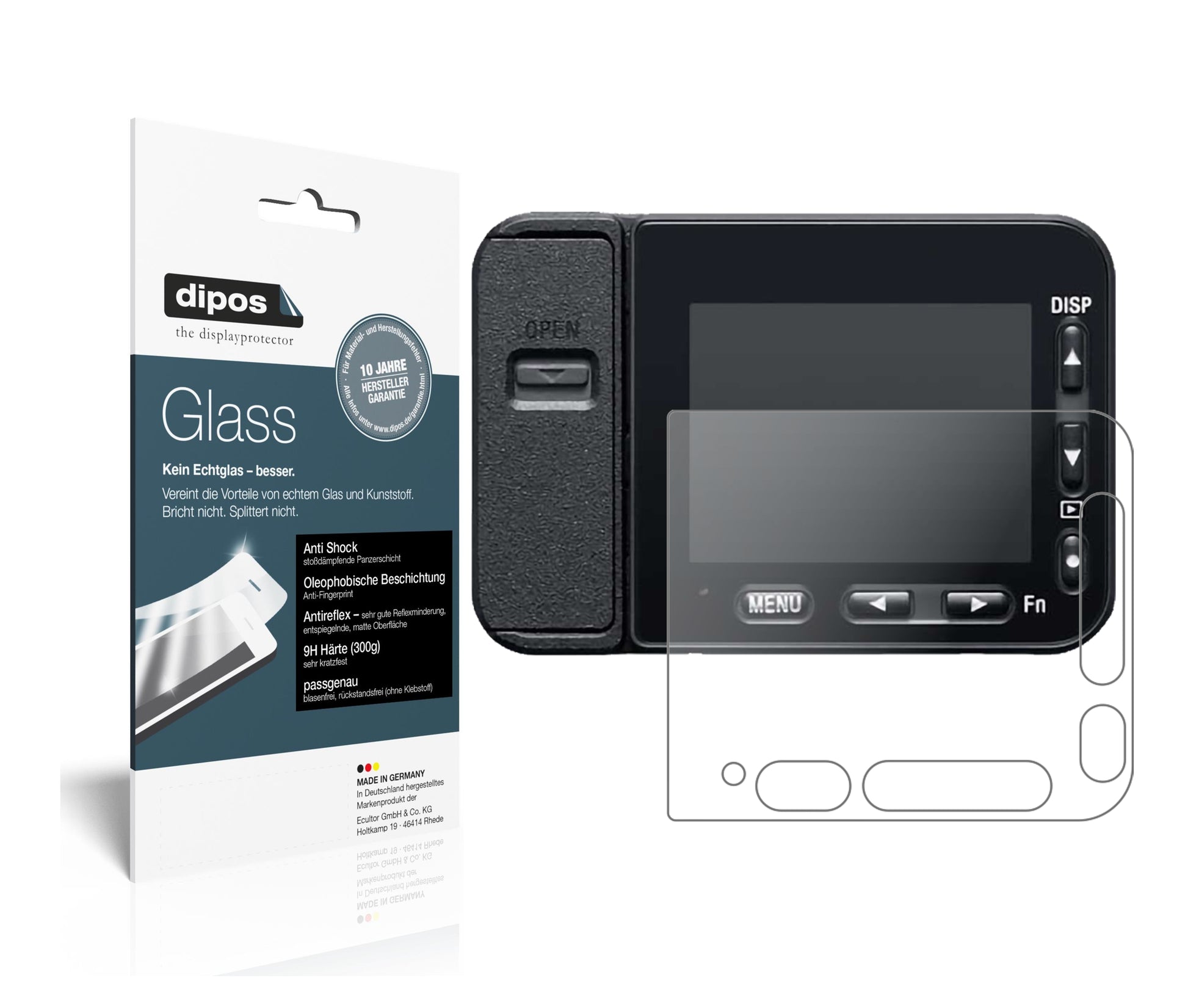 Matte Displayschutzfolie von dipos passend für Sony DSC-RX0M2, 9H kratzfest und blasenfrei montiert