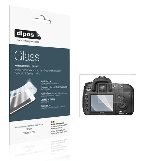 Matte Displayschutzfolie von dipos passend für Sony DSLR-A200, 9H kratzfest und blasenfrei montiert