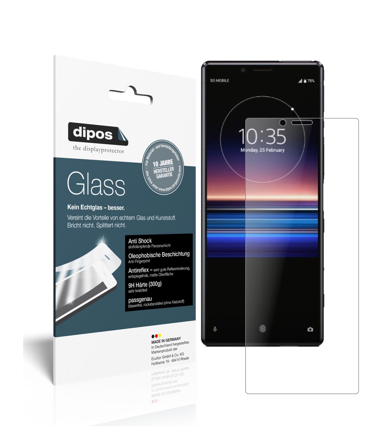 Matte Displayschutzfolie von dipos passend für Sony Xperia 1, 9H kratzfest und blasenfrei montiert