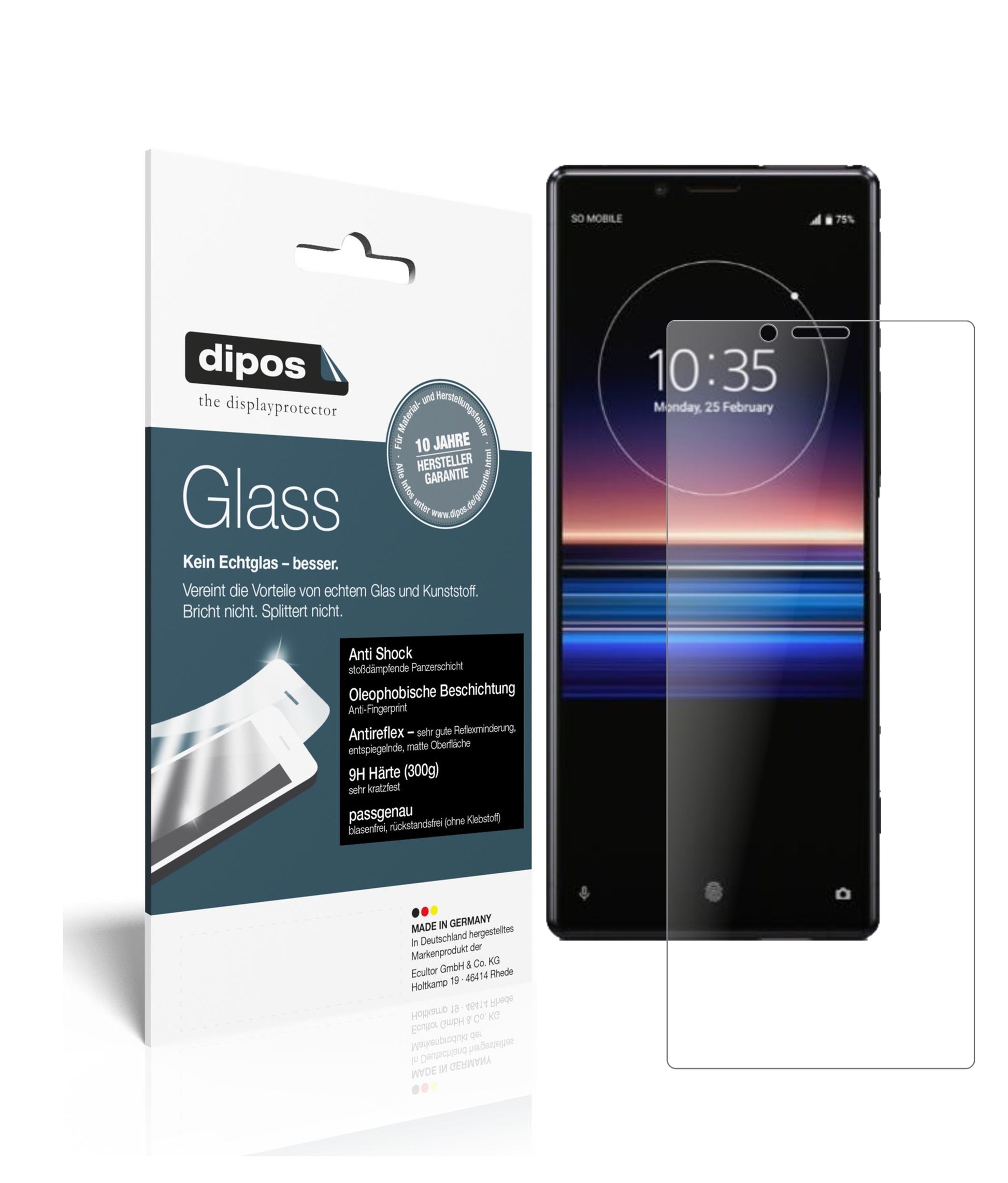 Matte Displayschutzfolie von dipos passend für Sony Xperia 1, 9H kratzfest und blasenfrei montiert