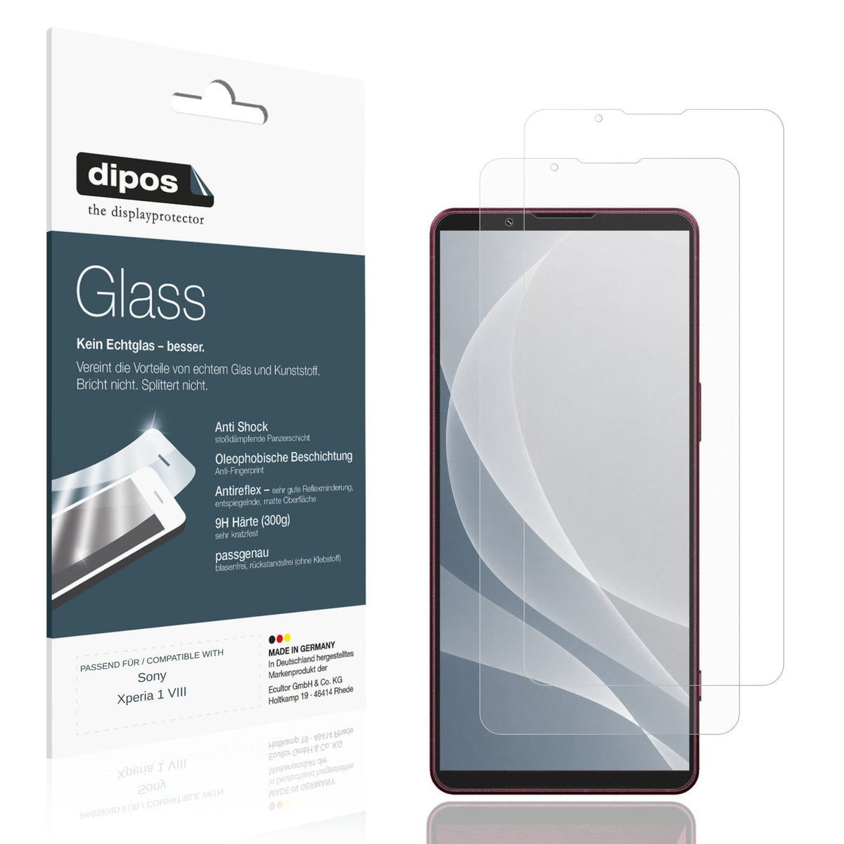 Matte Displayschutzfolie von dipos passend für Sony Xperia 1 VIII, 9H kratzfest und blasenfrei montiert