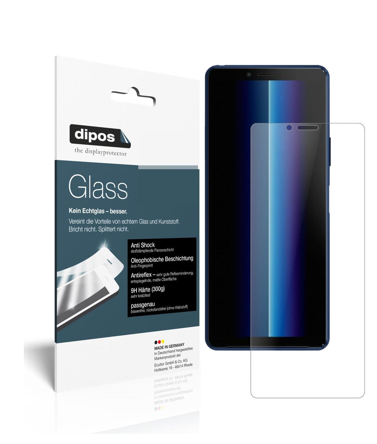 Matte Displayschutzfolie von dipos passend für Sony Xperia 10 II, 9H kratzfest und blasenfrei montiert