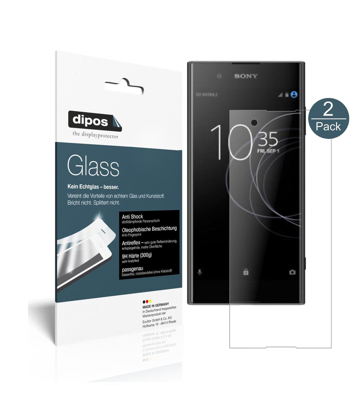 Matte Displayschutzfolie von dipos passend für Sony Xperia XA1 Plus, 9H kratzfest und blasenfrei montiert