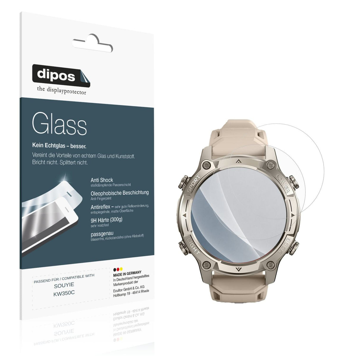 Matte Displayschutzfolie von dipos passend für SOUYIE KW350C, 9H kratzfest und blasenfrei montiert