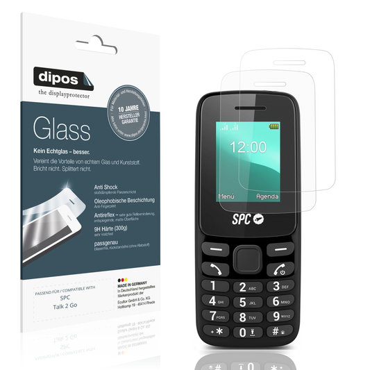 Matte Displayschutzfolie von dipos passend für SPC Talk 2 Go, 9H kratzfest und blasenfrei montiert