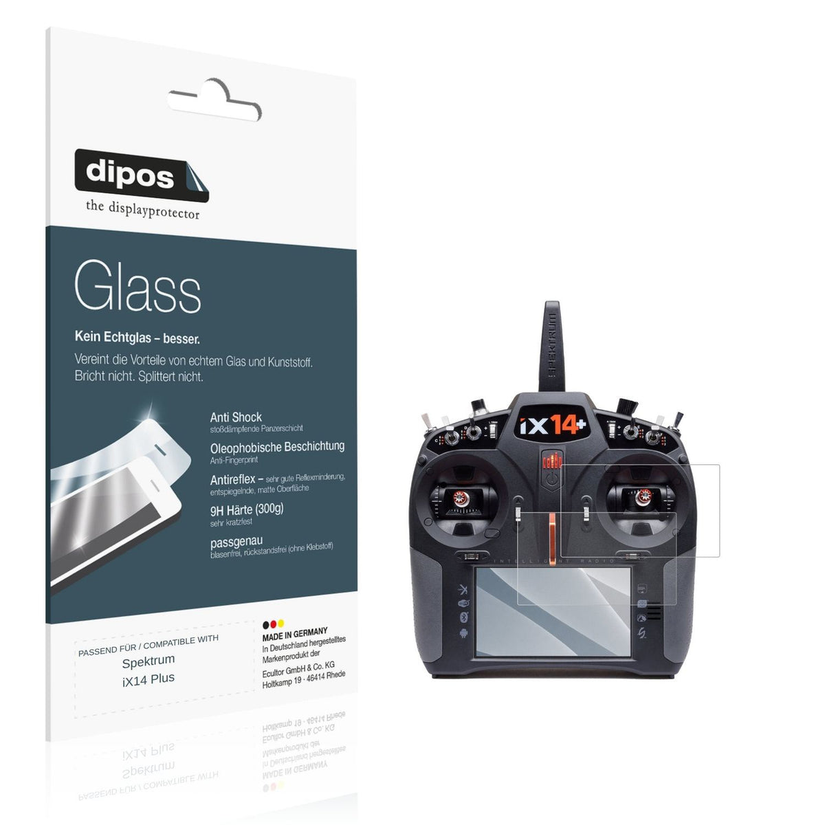 Matte Displayschutzfolie von dipos passend für Spektrum iX14 Plus, 9H kratzfest und blasenfrei montiert