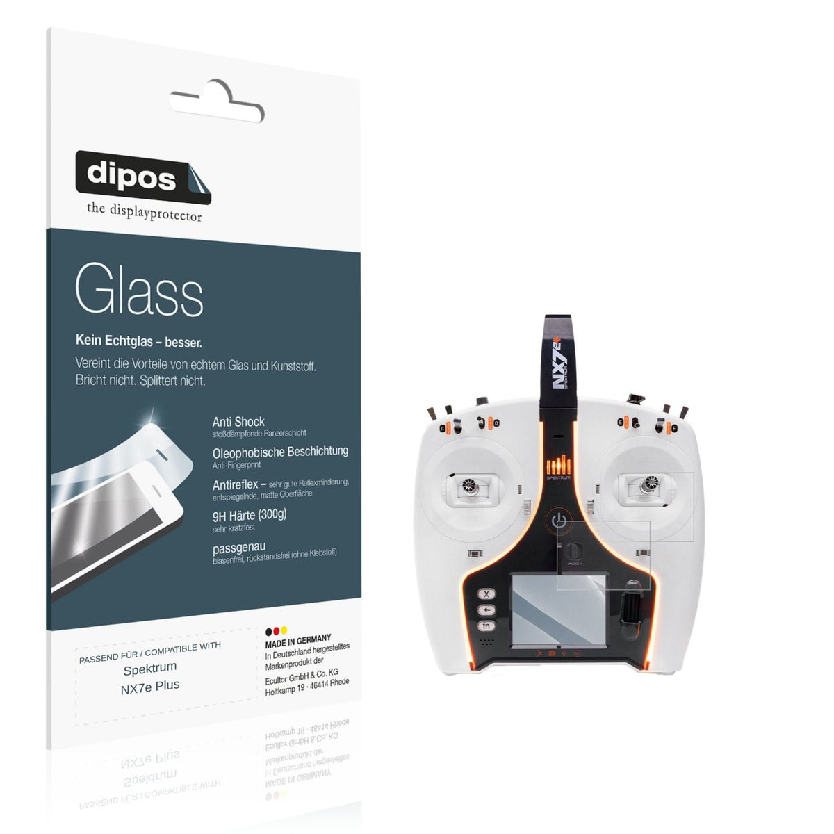 Matte Displayschutzfolie von dipos passend für Spektrum NX7e Plus, 9H kratzfest und blasenfrei montiert