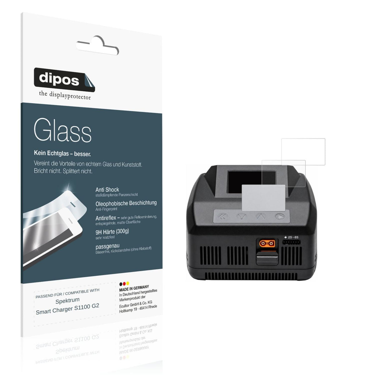 Matte Displayschutzfolie von dipos passend für Spektrum Smart Charger S1100 G2, 9H kratzfest und blasenfrei montiert