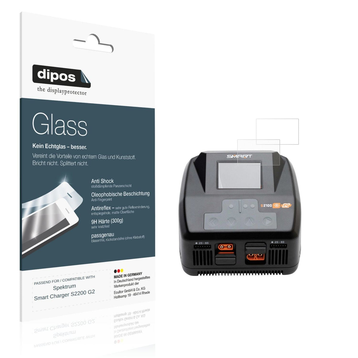 Matte Displayschutzfolie von dipos passend für Spektrum Smart Charger S2200 G2, 9H kratzfest und blasenfrei montiert