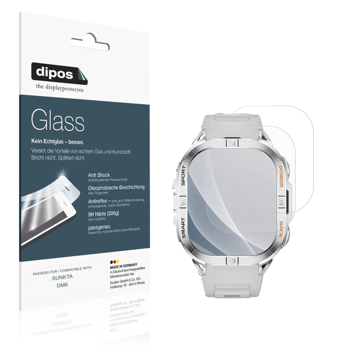 Matte Displayschutzfolie von dipos passend für SUNKTA DM6, 9H kratzfest und blasenfrei montiert