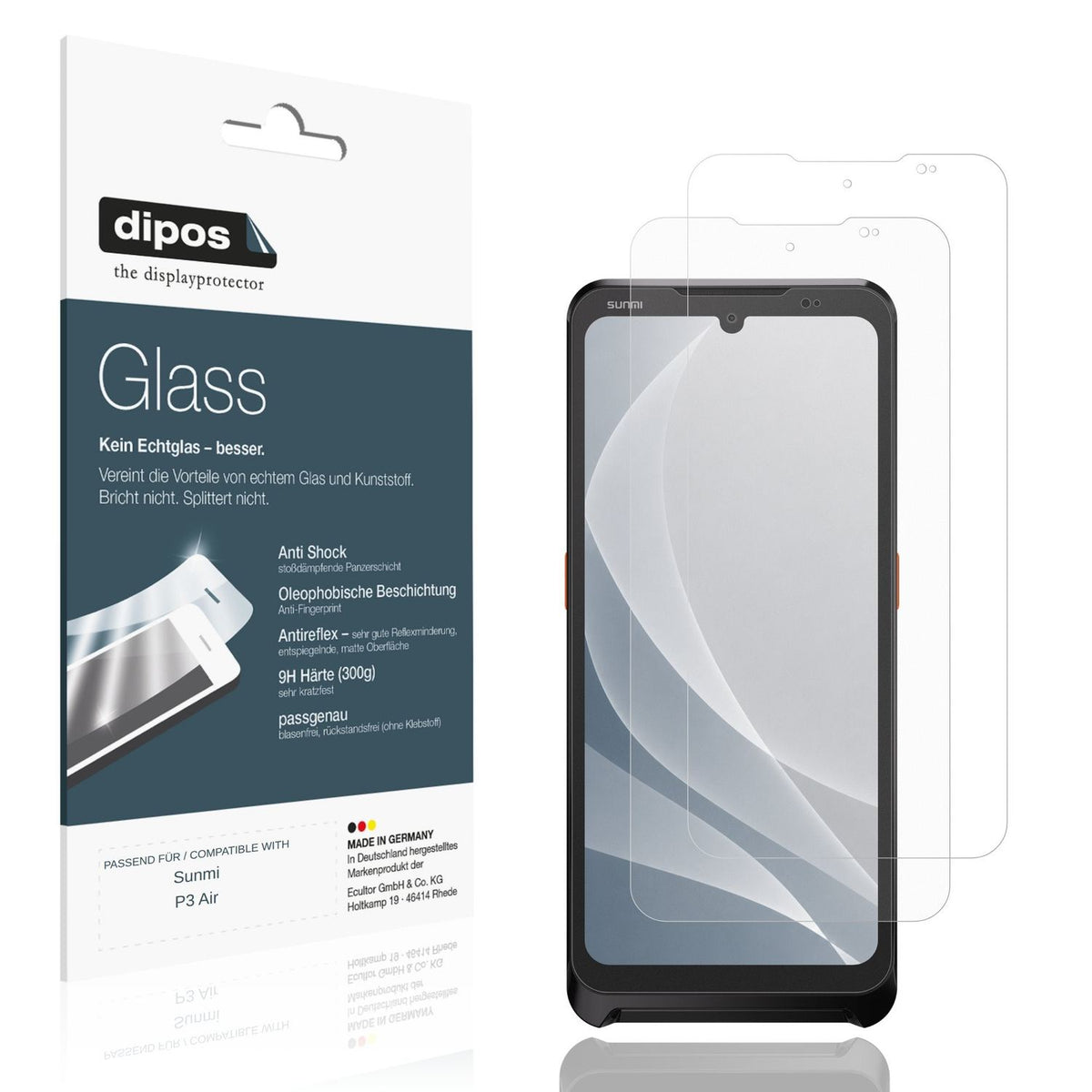 Matte Displayschutzfolie von dipos passend für Sunmi P3 Air, 9H kratzfest und blasenfrei montiert