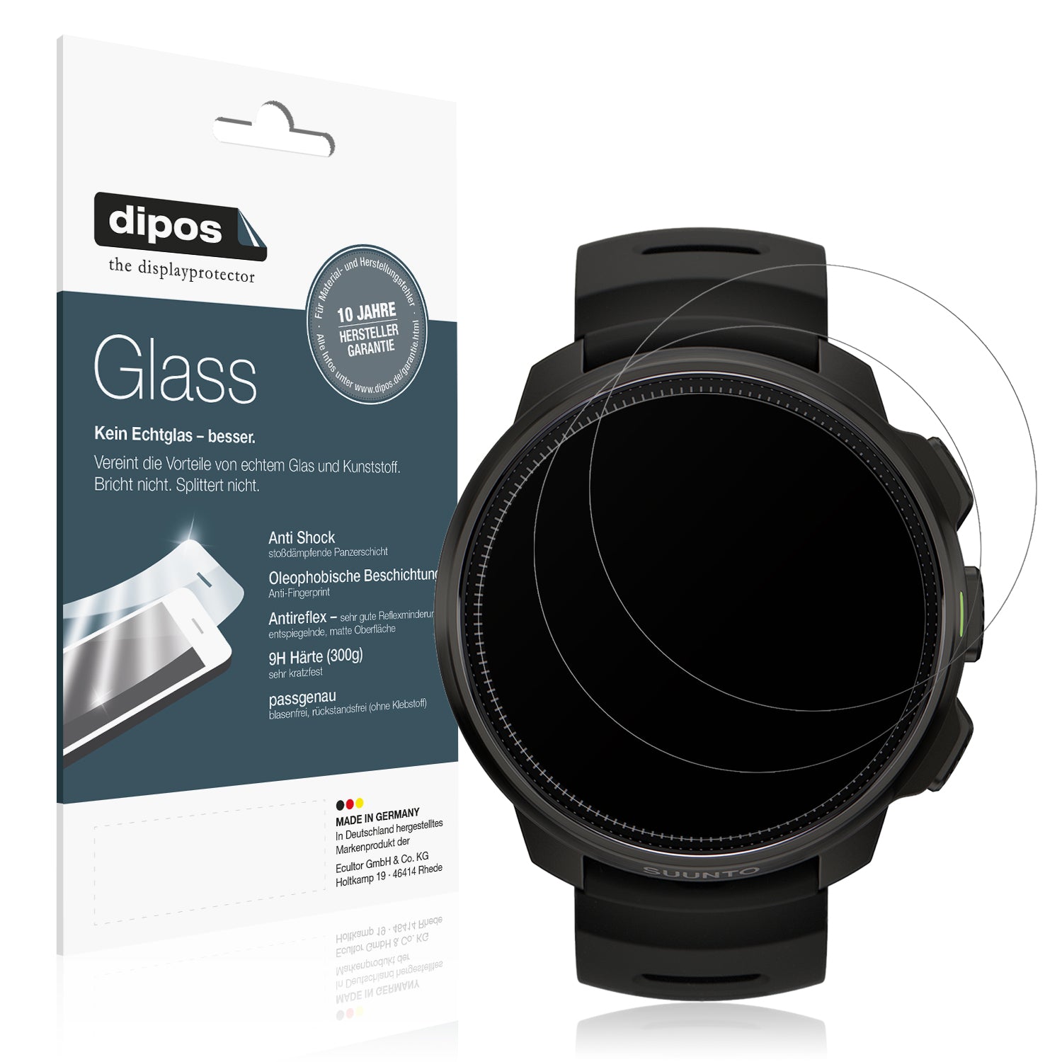Matte Displayschutzfolie von dipos passend für Suunto Ocean, 9H kratzfest und blasenfrei montiert