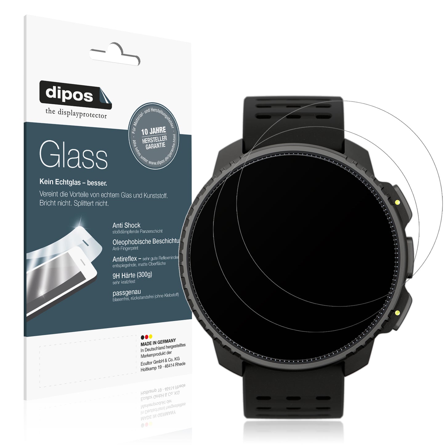 Matte Displayschutzfolie von dipos passend für Suunto Vertical, 9H kratzfest und blasenfrei montiert