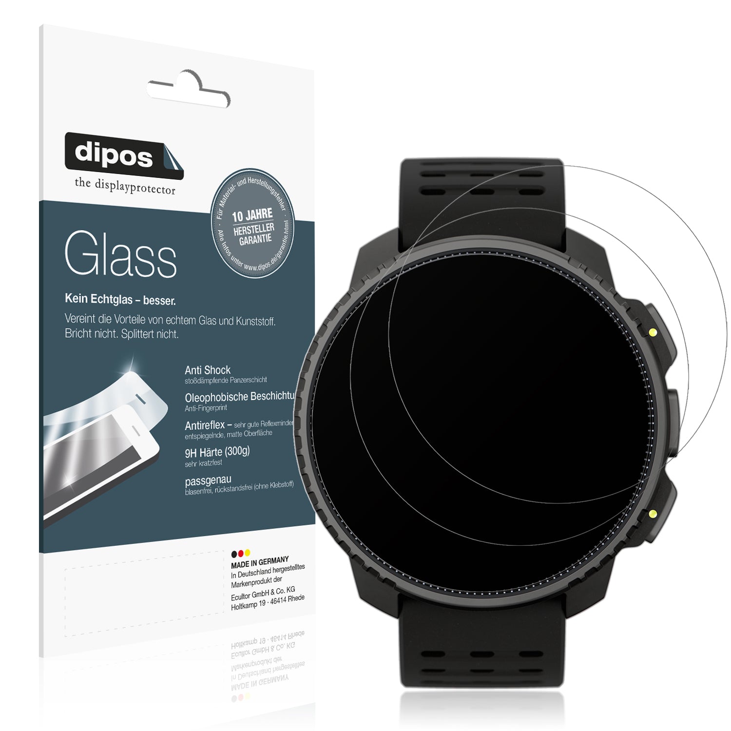 Matte Displayschutzfolie von dipos passend für Suunto Vertical, 9H kratzfest und blasenfrei montiert