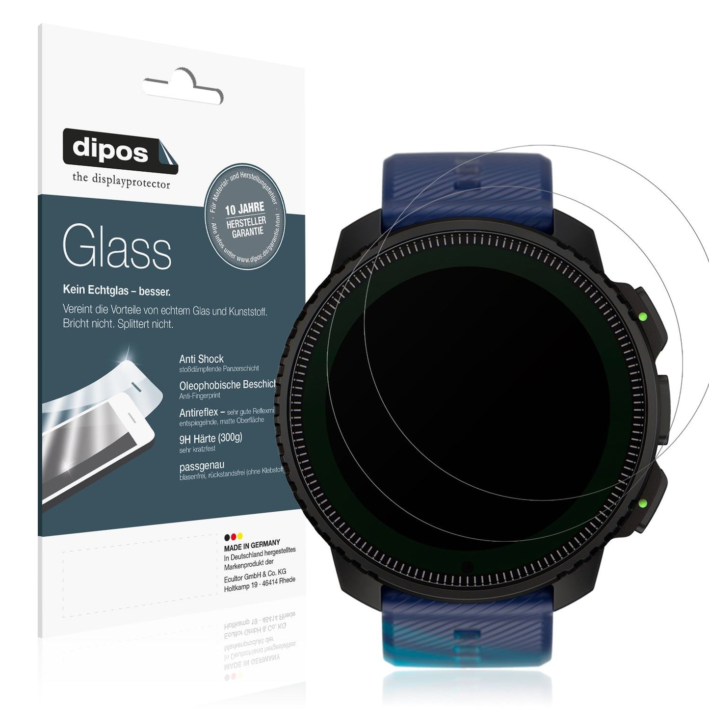 Matte Displayschutzfolie von dipos passend für Suunto Vertical Solar, 9H kratzfest und blasenfrei montiert