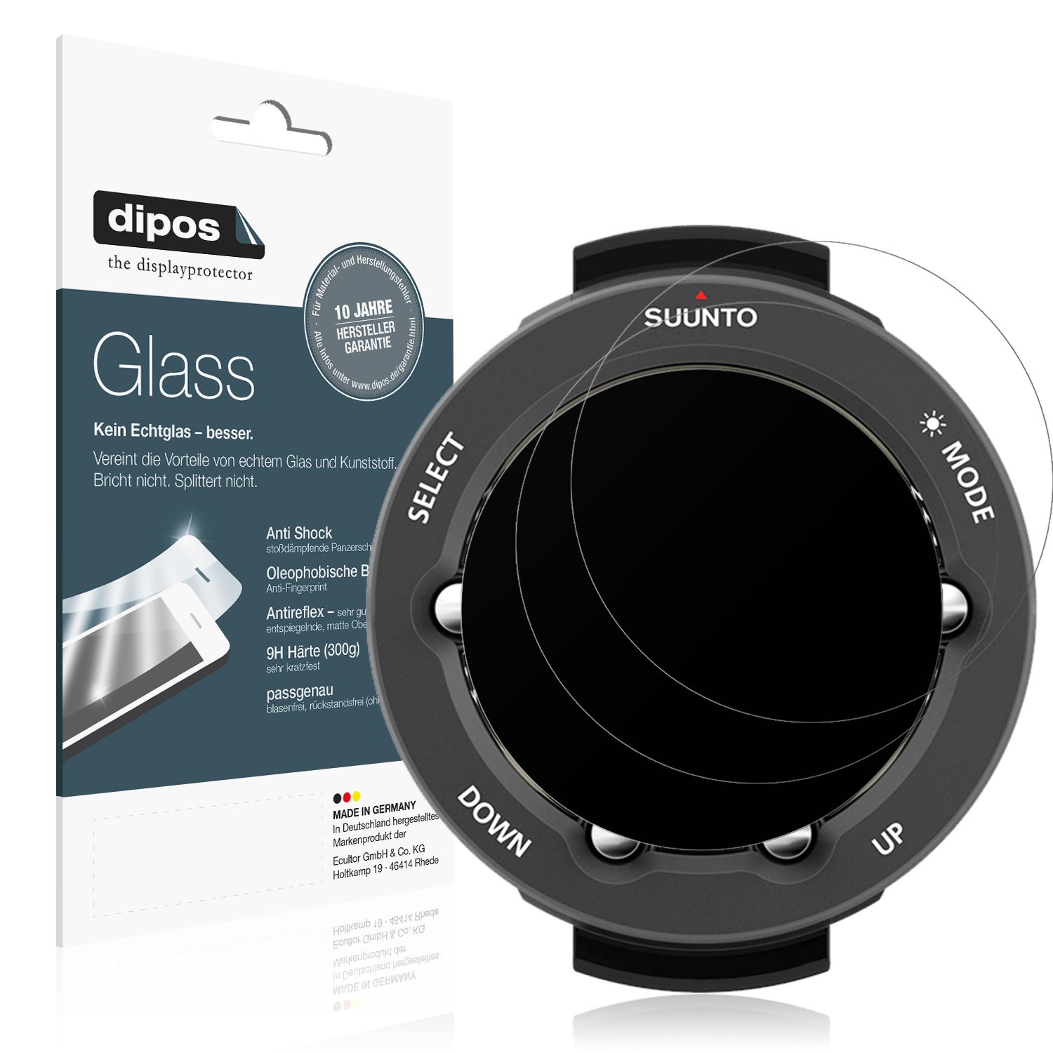 Matte Displayschutzfolie von dipos passend für Suunto Vyper Novo, 9H kratzfest und blasenfrei montiert