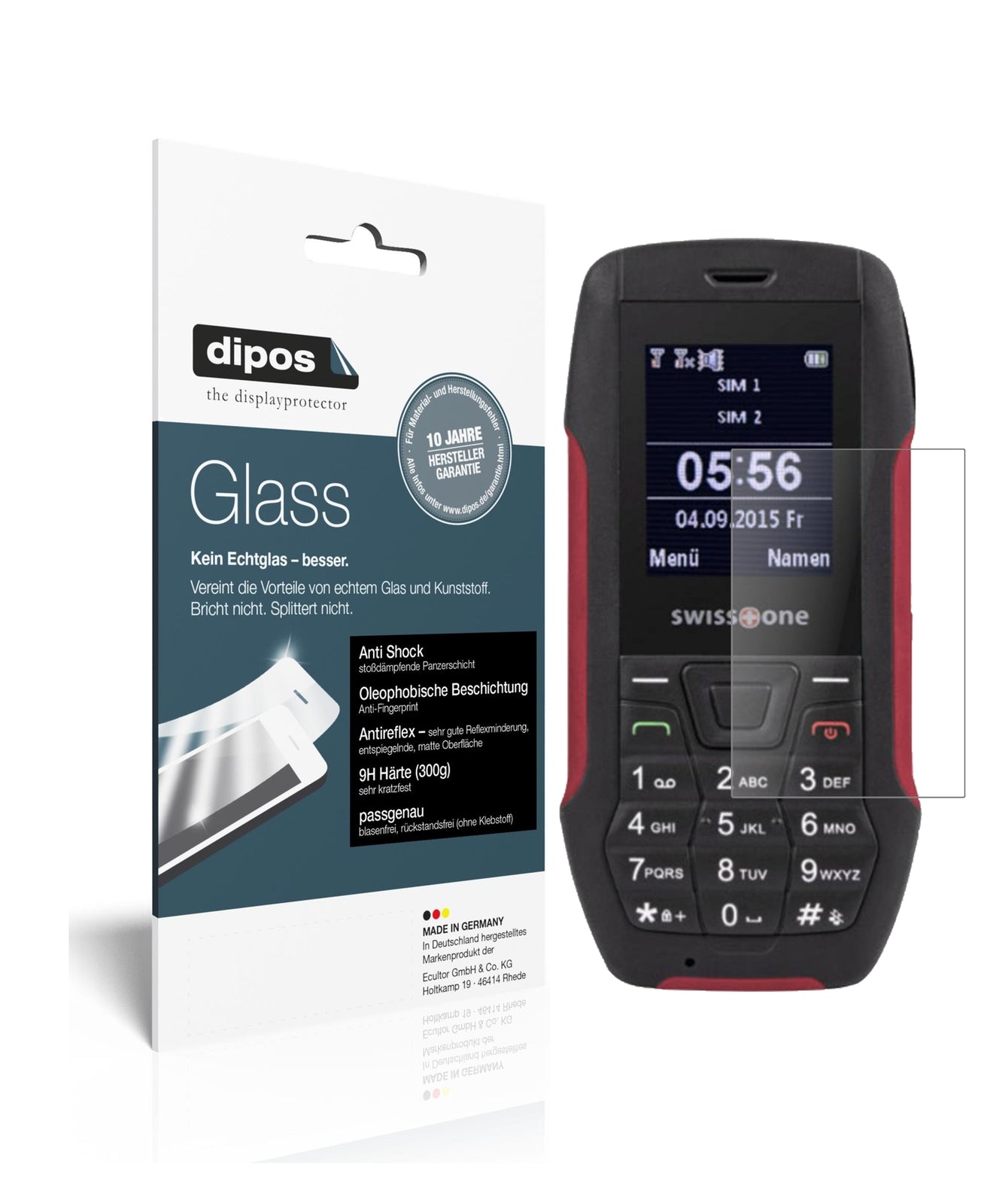Matte Displayschutzfolie von dipos passend für Swisstone SX 567, 9H kratzfest und blasenfrei montiert