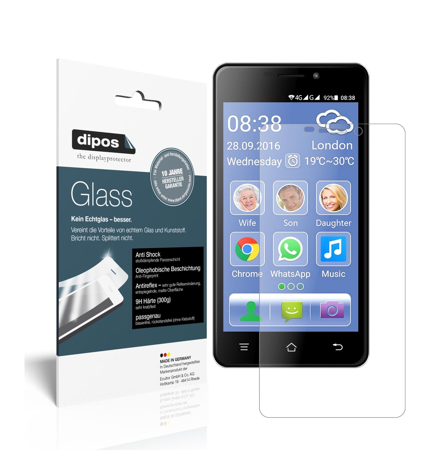 Matte Displayschutzfolie von dipos passend für Switel eSmart M2, 9H kratzfest und blasenfrei montiert