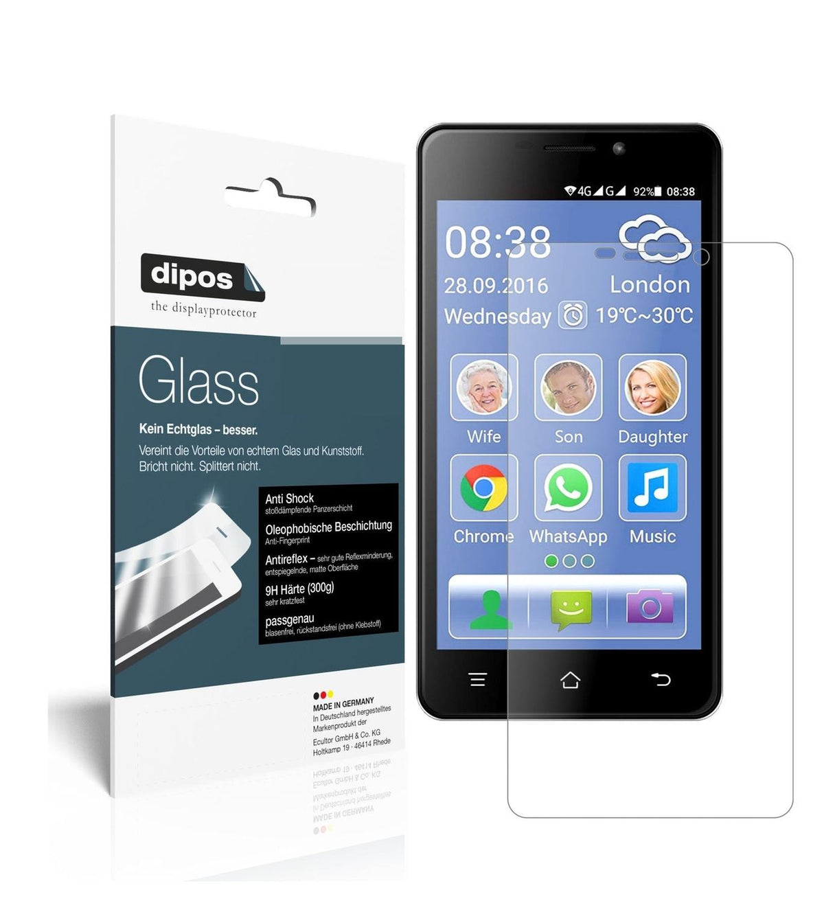 Matte Displayschutzfolie von dipos passend für Switel eSmart M2, 9H kratzfest und blasenfrei montiert