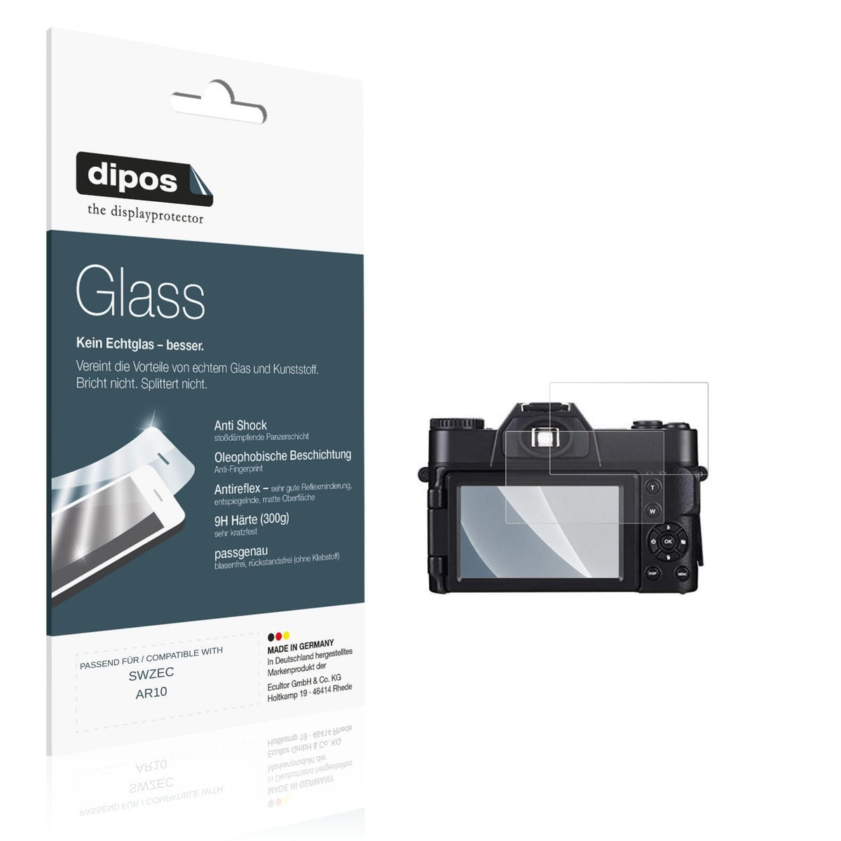 Matte Displayschutzfolie von dipos passend für SWZEC AR10, 9H kratzfest und blasenfrei montiert