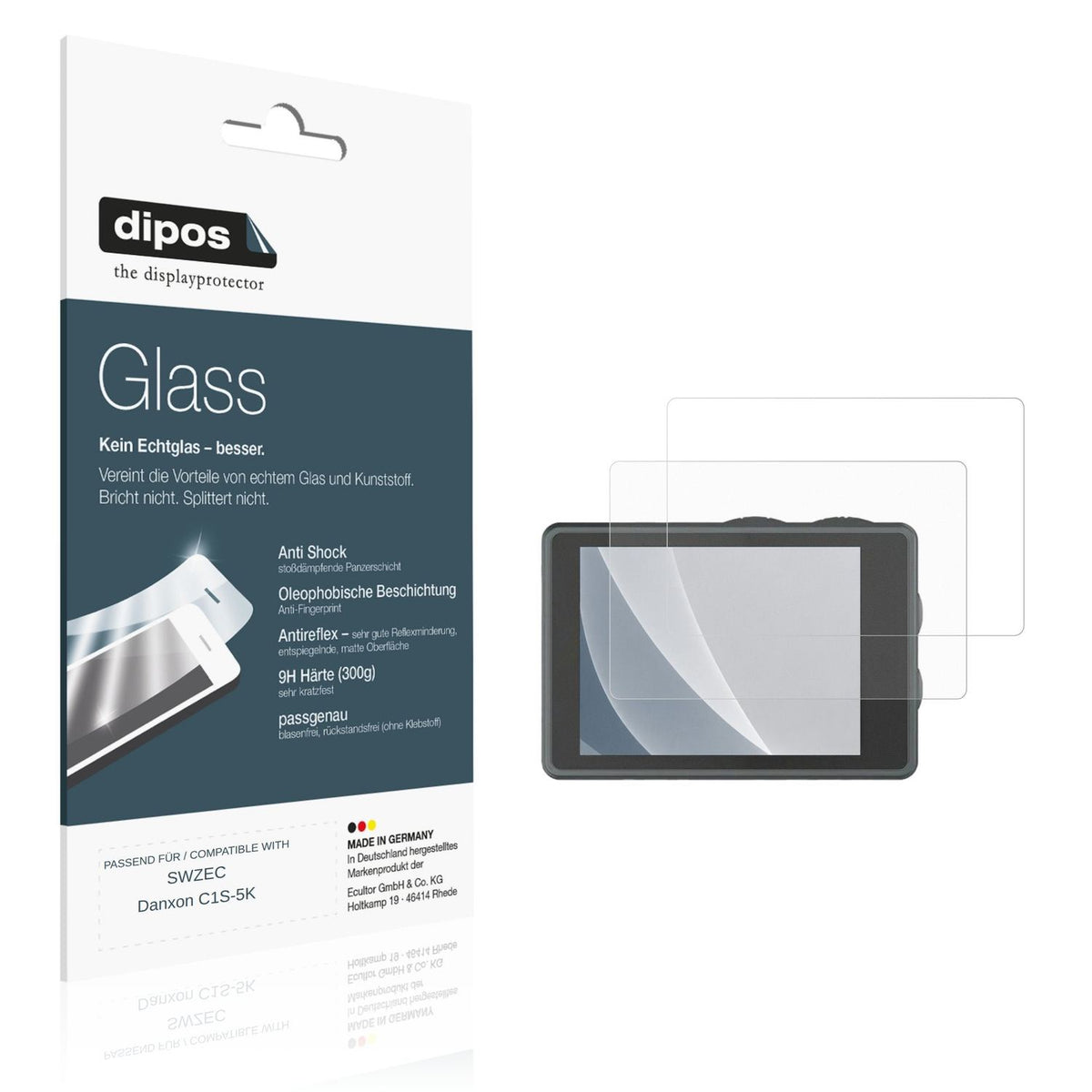 Matte Displayschutzfolie von dipos passend für SWZEC Danxon C1S-5K, 9H kratzfest und blasenfrei montiert