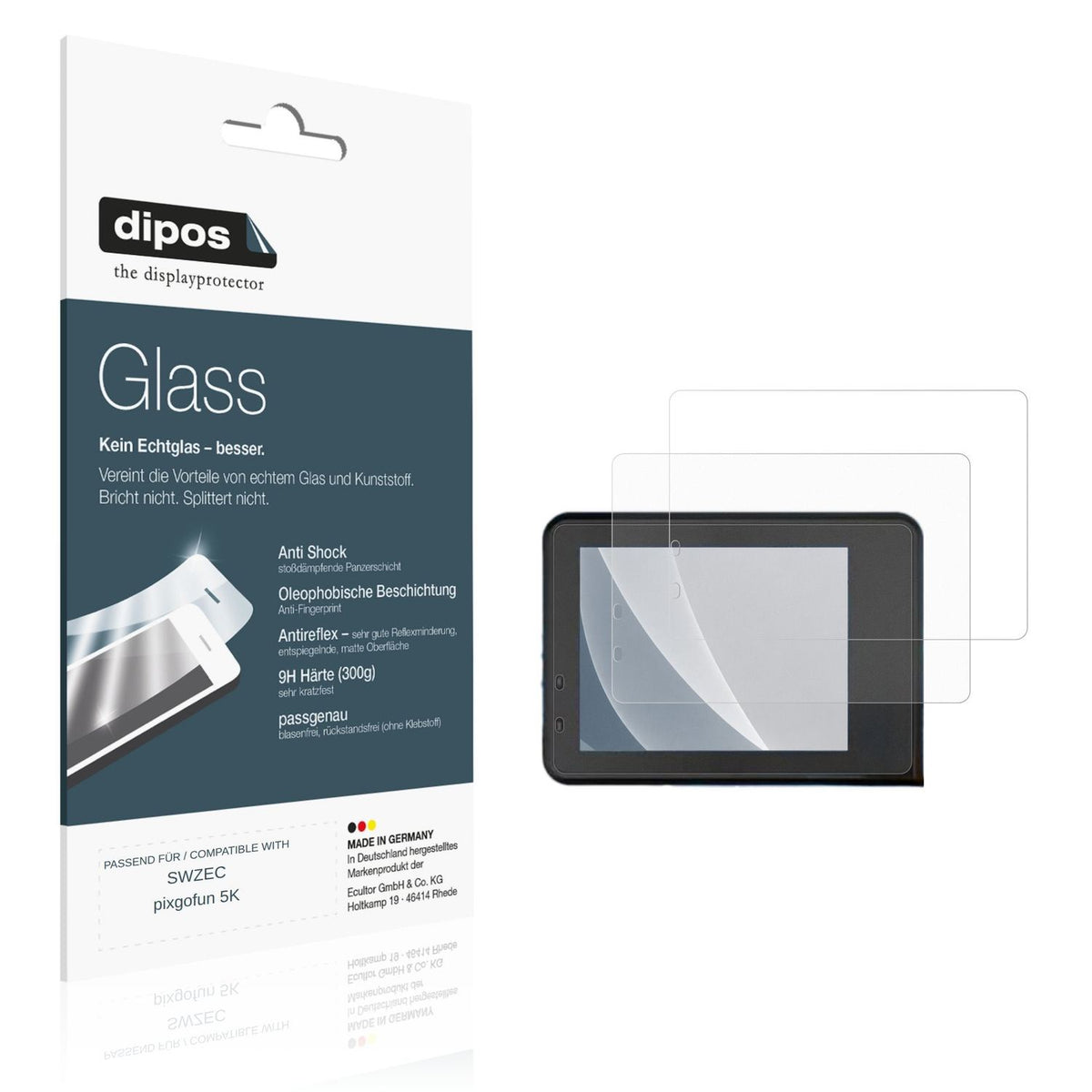 Matte Displayschutzfolie von dipos passend für SWZEC pixgofun 5K, 9H kratzfest und blasenfrei montiert