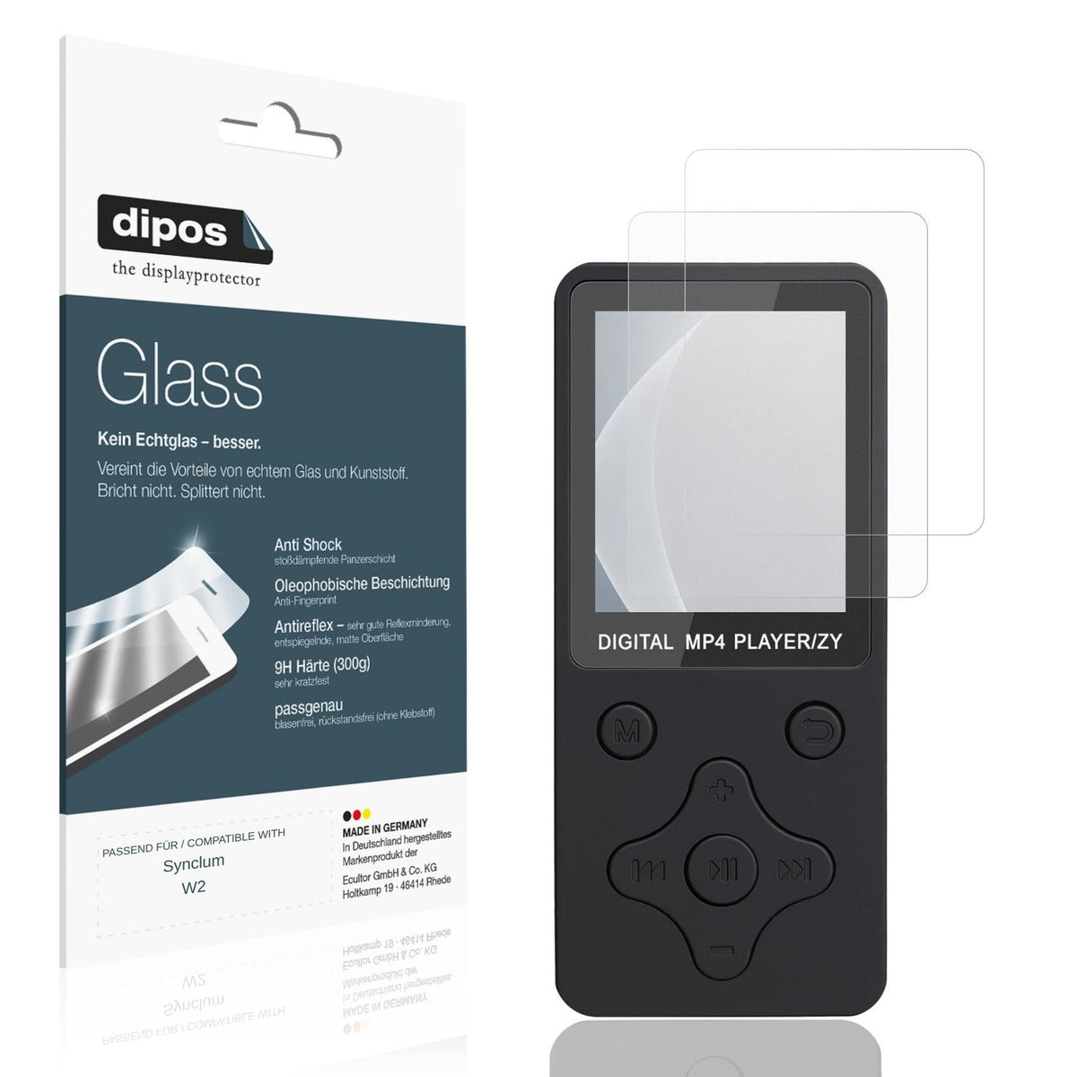 Matte Displayschutzfolie von dipos passend für Synclum W2, 9H kratzfest und blasenfrei montiert