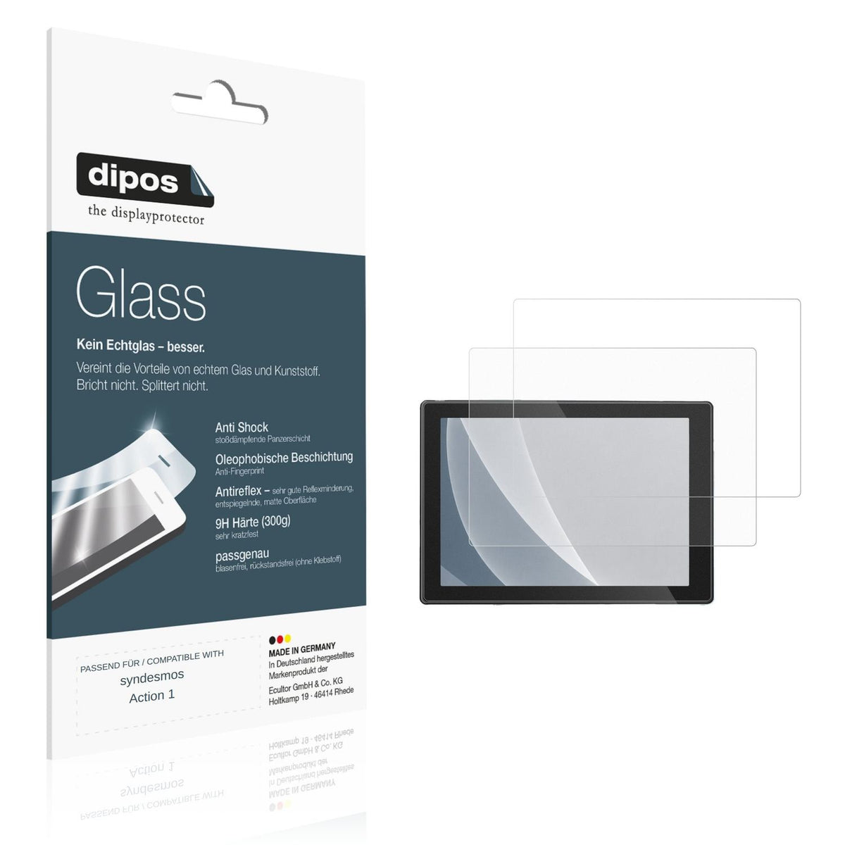Matte Displayschutzfolie von dipos passend für syndesmos Action 1, 9H kratzfest und blasenfrei montiert