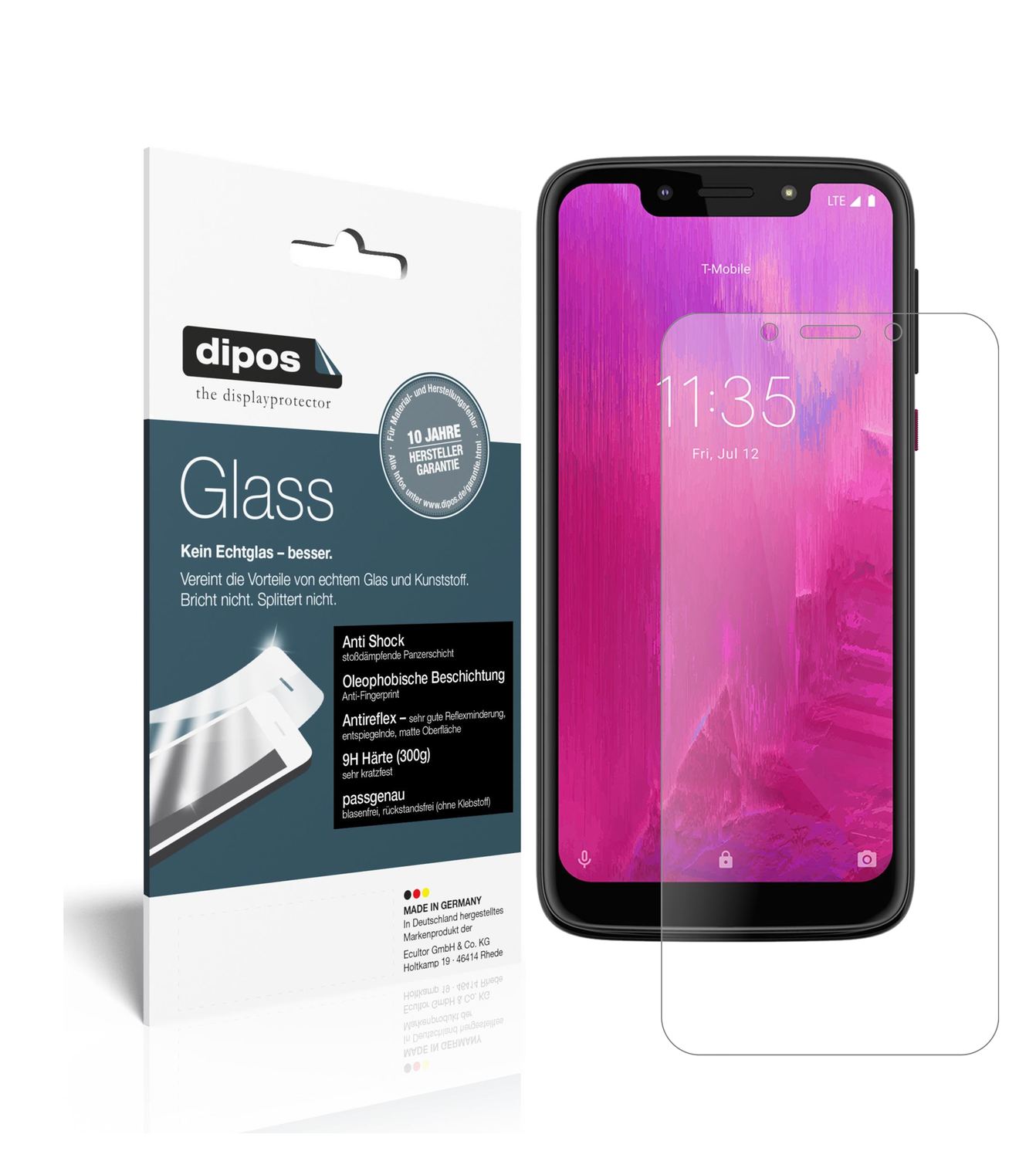 Matte Displayschutzfolie von dipos passend für T-Mobile Revvlry, 9H kratzfest und blasenfrei montiert