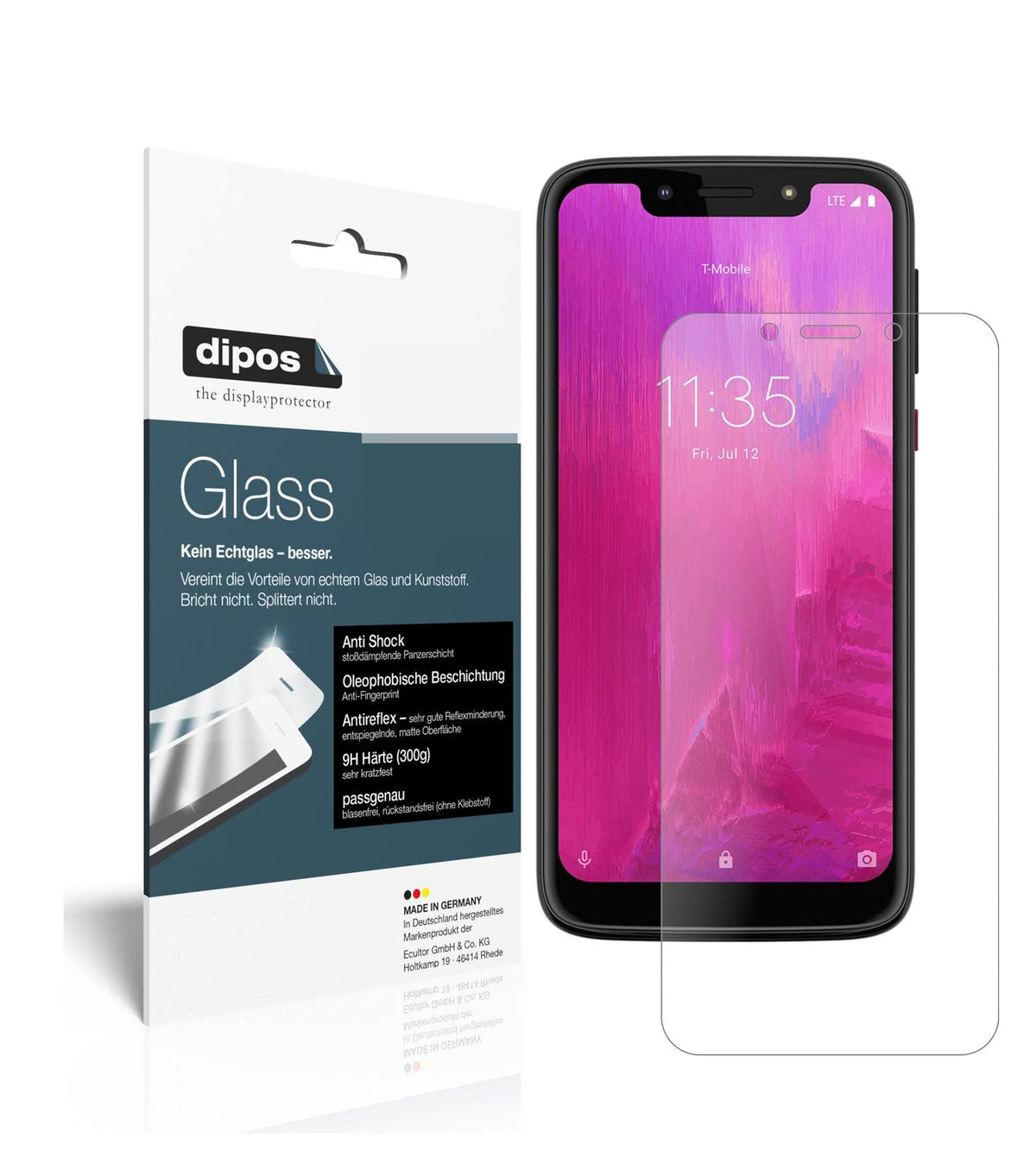 Matte Displayschutzfolie von dipos passend für T-Mobile Revvlry, 9H kratzfest und blasenfrei montiert
