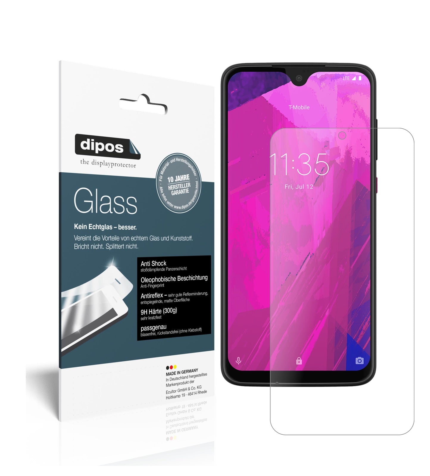 Matte Displayschutzfolie von dipos passend für T-Mobile Revvlry Plus, 9H kratzfest und blasenfrei montiert