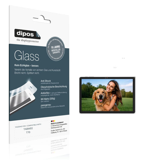 Matte Displayschutzfolie von dipos passend für TABWEE T70, 9H kratzfest und blasenfrei montiert