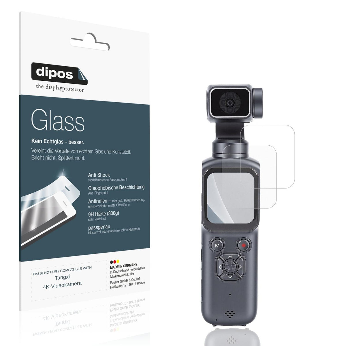 Matte Displayschutzfolie von dipos passend für Tangxi 4K-Videokamera, 9H kratzfest und blasenfrei montiert