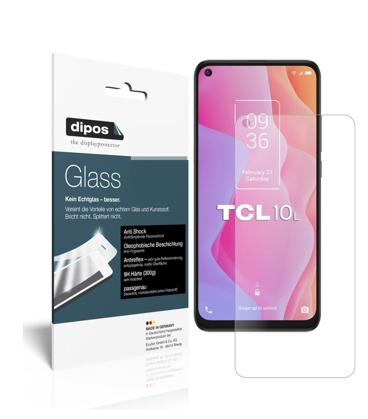 Matte Displayschutzfolie von dipos passend für TCL 10 5G, 9H kratzfest und blasenfrei montiert