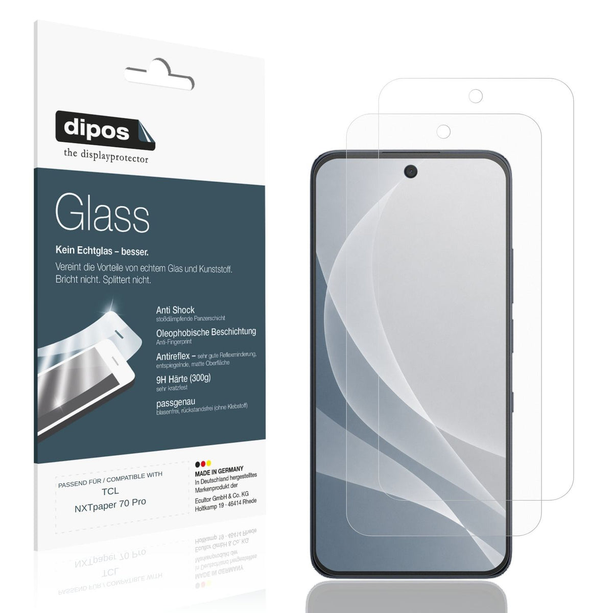 Matte Displayschutzfolie von dipos passend für TCL NXTpaper 70 Pro, 9H kratzfest und blasenfrei montiert