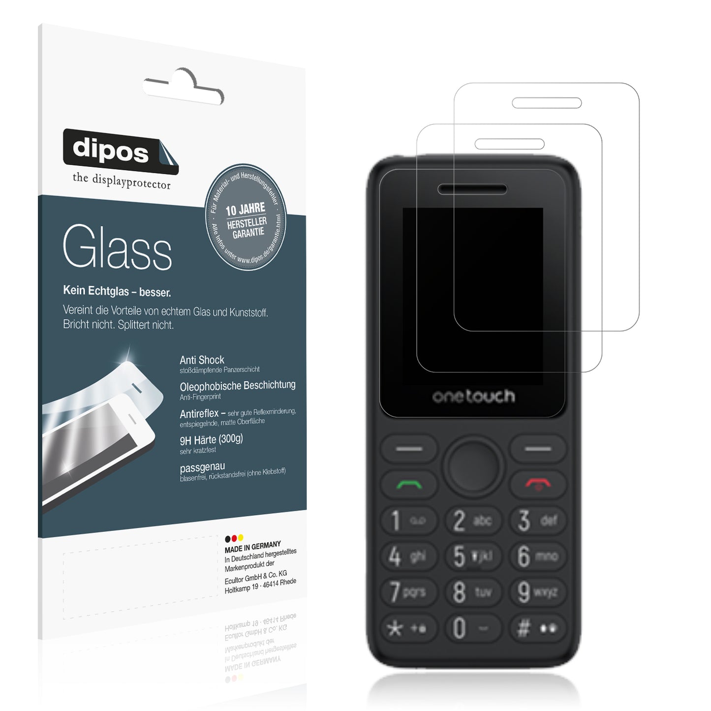 Matte Displayschutzfolie von dipos passend für TCL OneTouch 5041, 9H kratzfest und blasenfrei montiert