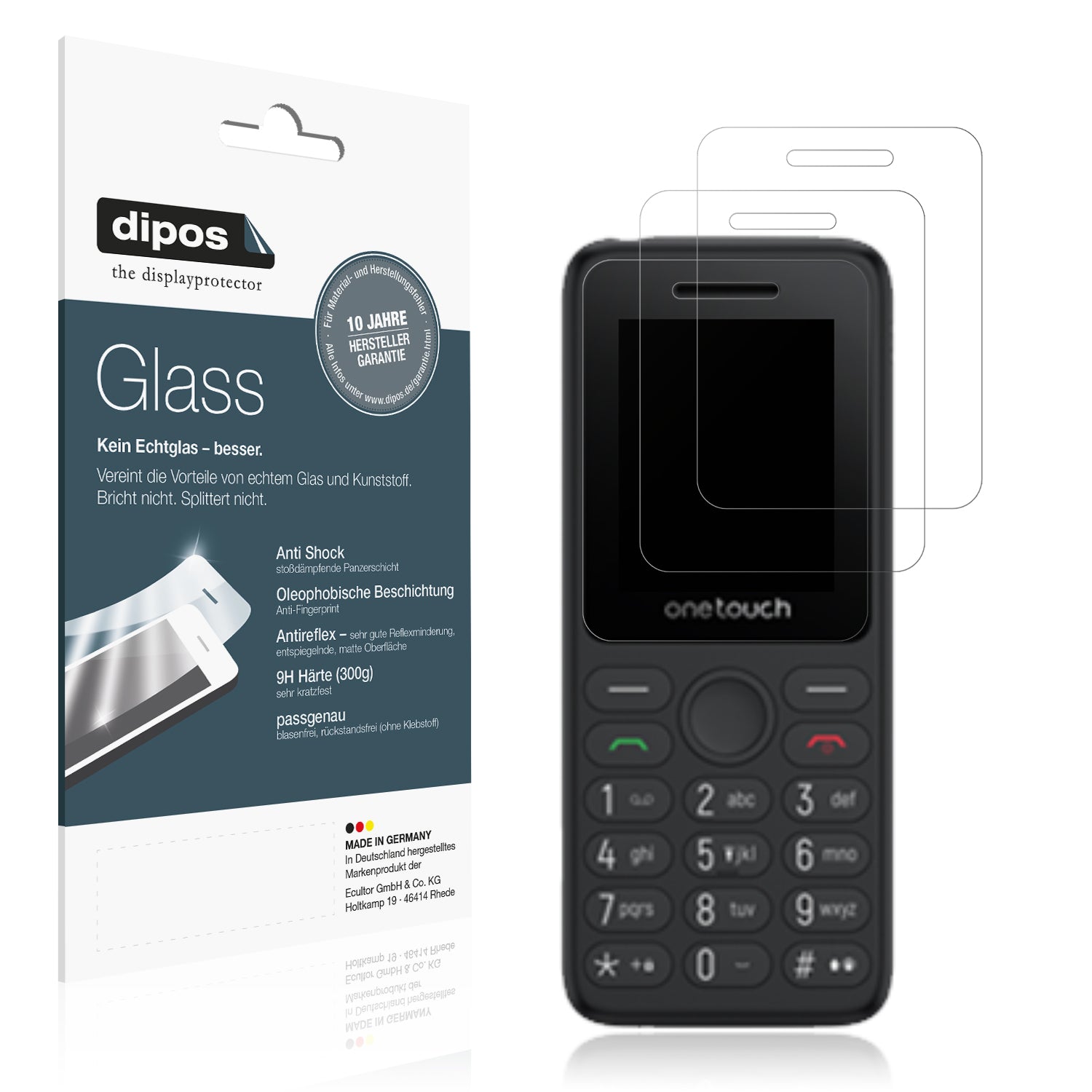 Matte Displayschutzfolie von dipos passend für TCL OneTouch 5041, 9H kratzfest und blasenfrei montiert