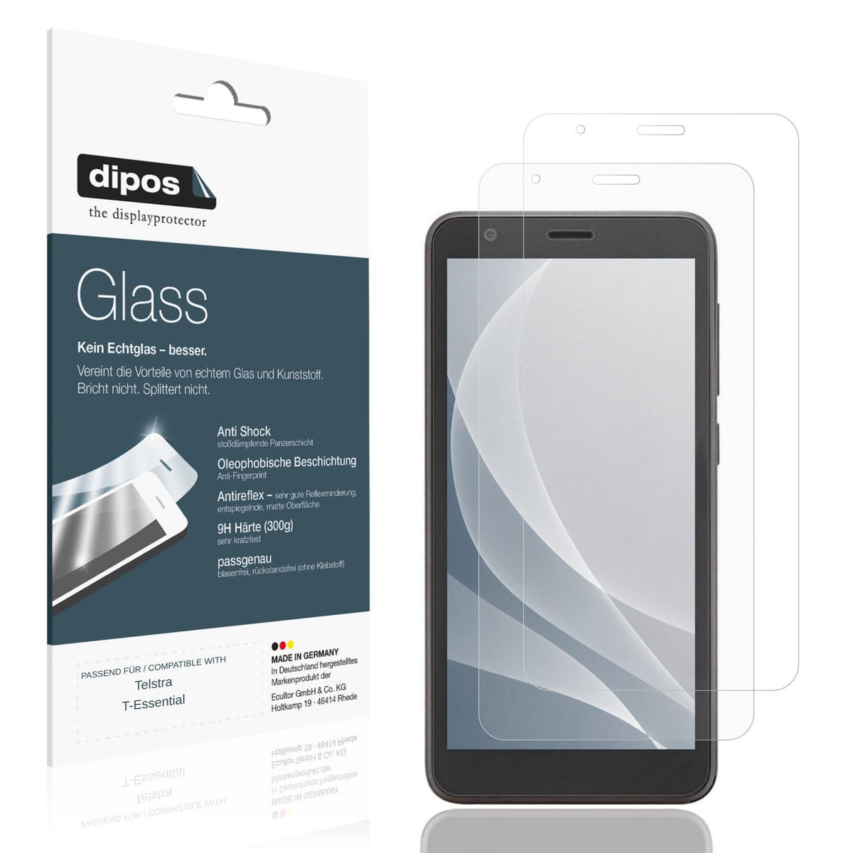 Matte Displayschutzfolie von dipos passend für Telstra T-Essential, 9H kratzfest und blasenfrei montiert