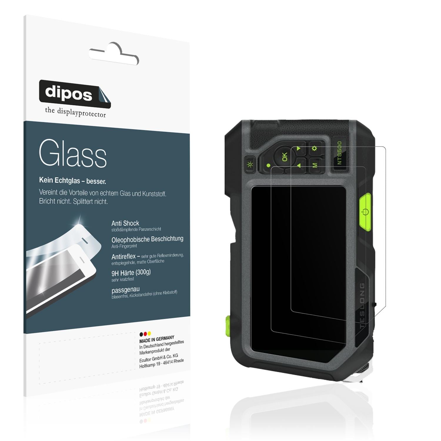 Matte Displayschutzfolie von dipos passend für Teslong NTS500, 9H kratzfest und blasenfrei montiert