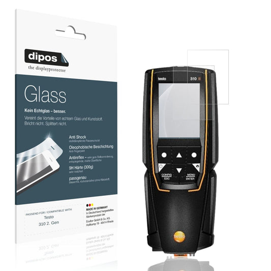 Matte Displayschutzfolie von dipos passend für Testo 310 2. Gen, 9H kratzfest und blasenfrei montiert
