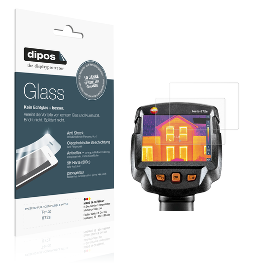 Matte Displayschutzfolie von dipos passend für Testo 872s, 9H kratzfest und blasenfrei montiert