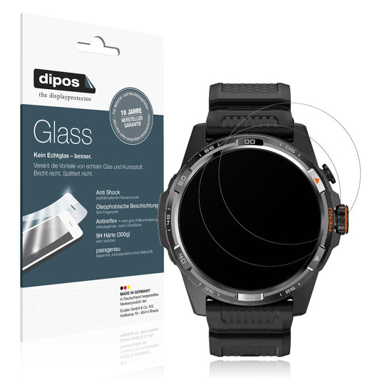 Matte Displayschutzfolie von dipos passend für ticWatch Atlas, 9H kratzfest und blasenfrei montiert
