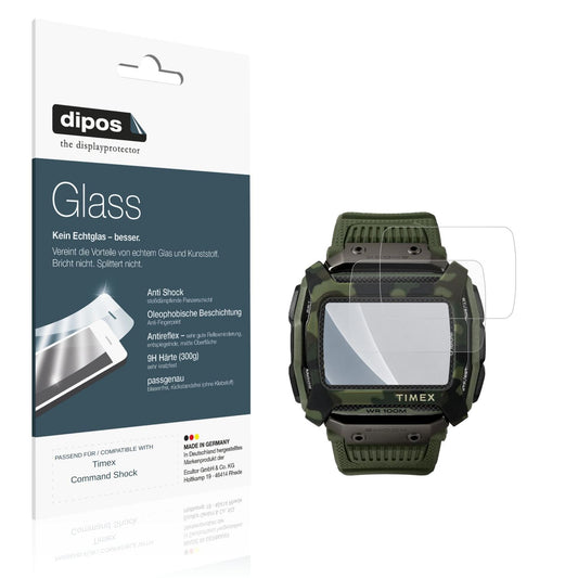 Matte Displayschutzfolie von dipos passend für Timex Command Shock, 9H kratzfest und blasenfrei montiert