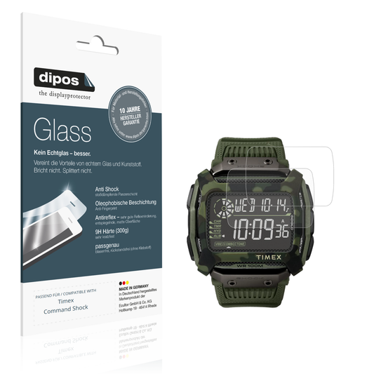 Matte Displayschutzfolie von dipos passend für Timex Command Shock, 9H kratzfest und blasenfrei montiert