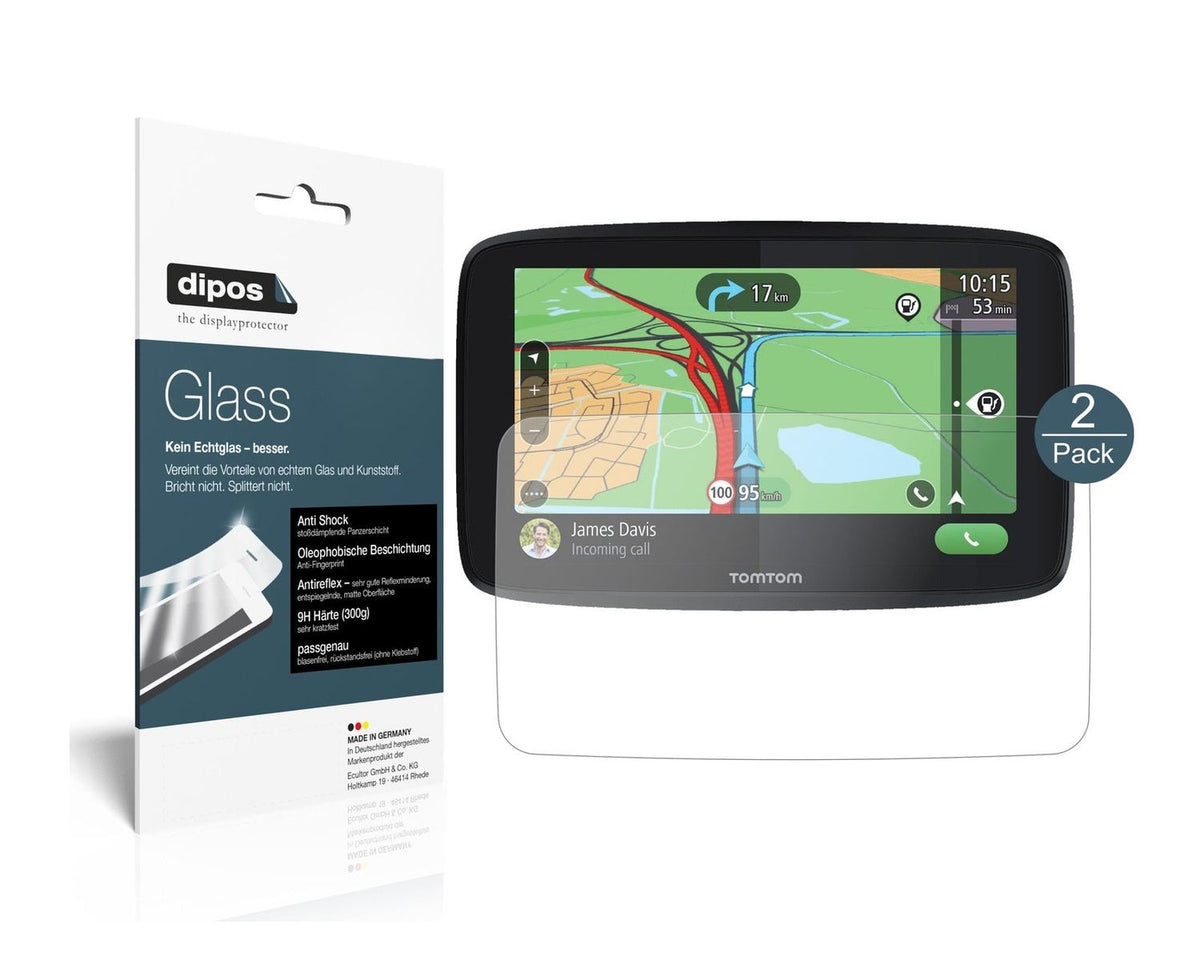 Matte Displayschutzfolie von dipos passend für TomTom GO Essential 6, 9H kratzfest und blasenfrei montiert