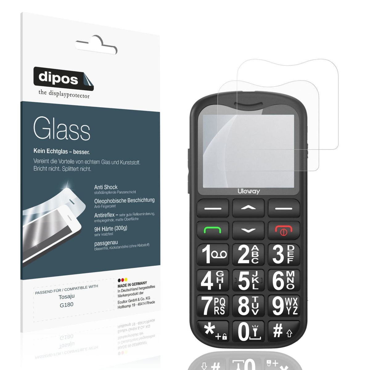 Matte Displayschutzfolie von dipos passend für Tosaju G180, 9H kratzfest und blasenfrei montiert