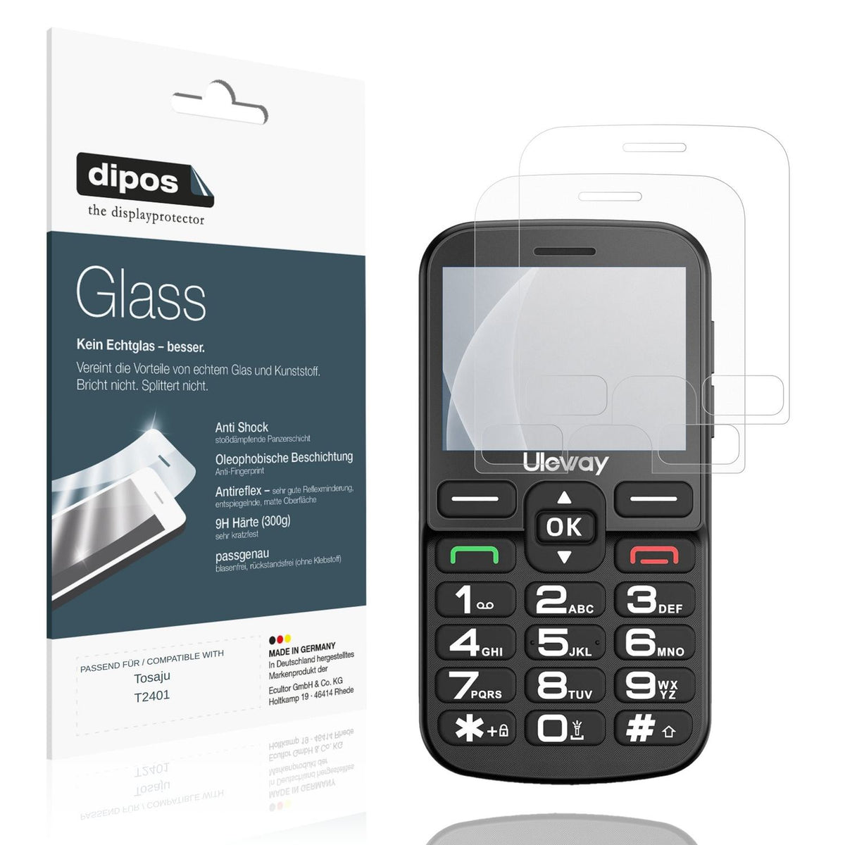 Matte Displayschutzfolie von dipos passend für Tosaju T2401, 9H kratzfest und blasenfrei montiert